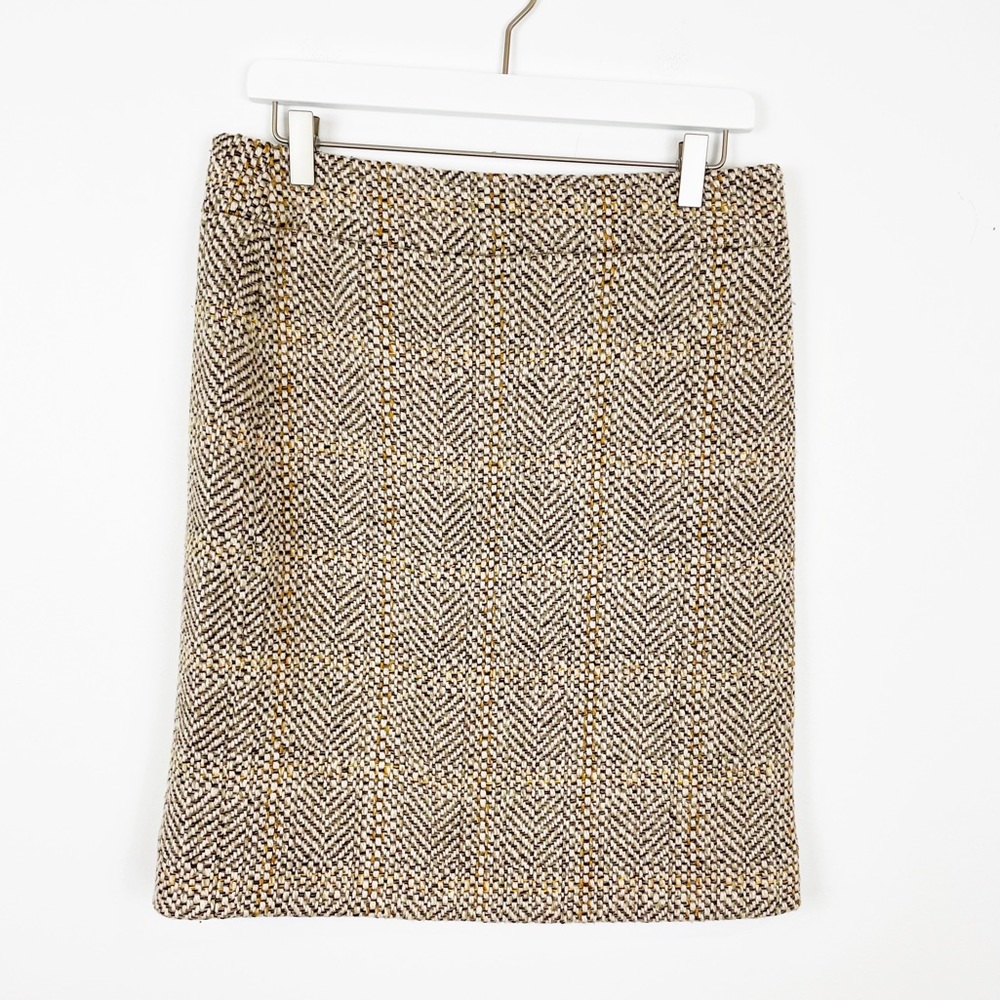 J. Crew Wool Tweed Pencil Skirt Beige Size 6
